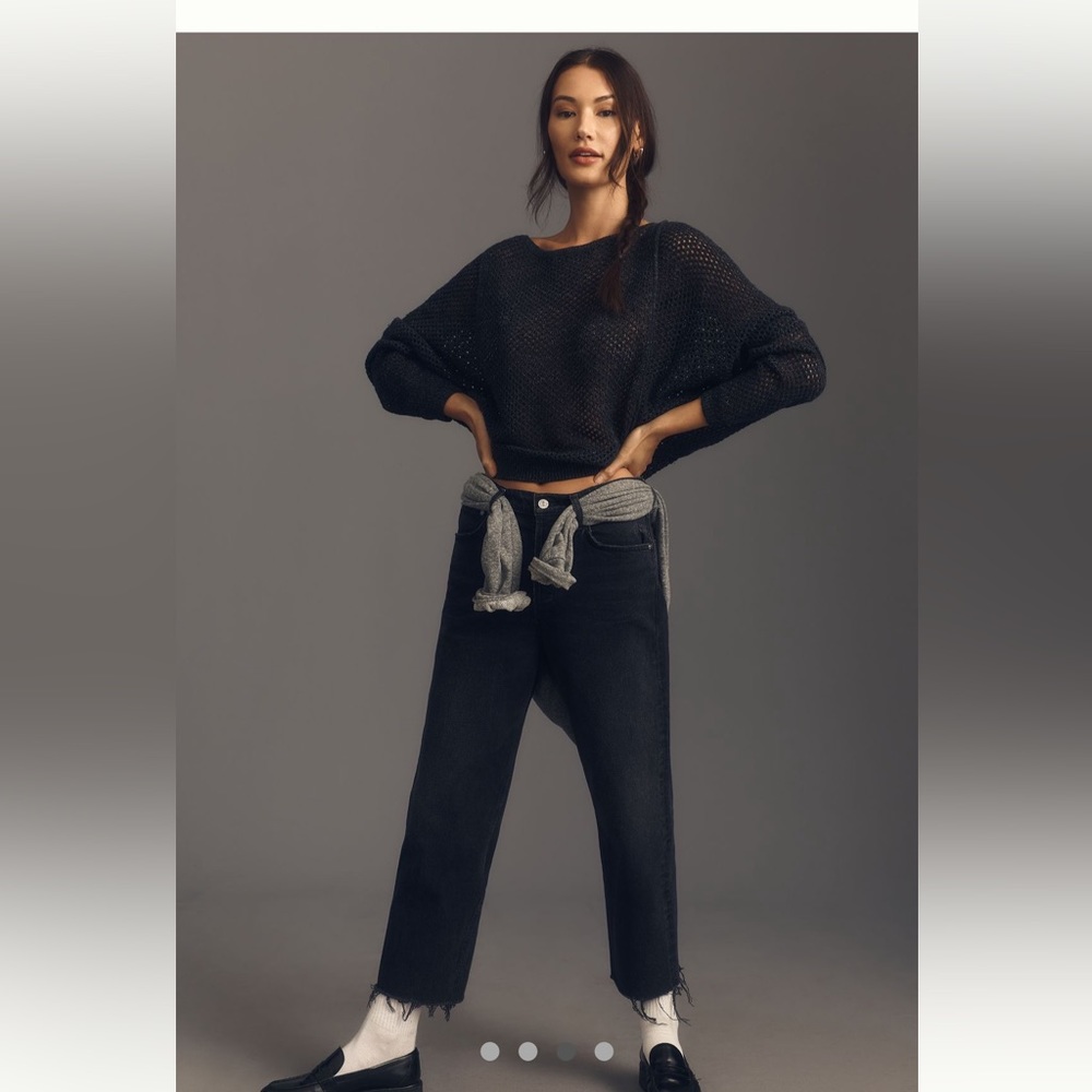 Pilcro Open-Stitch Pullover Sweater-Blk-S-NWT